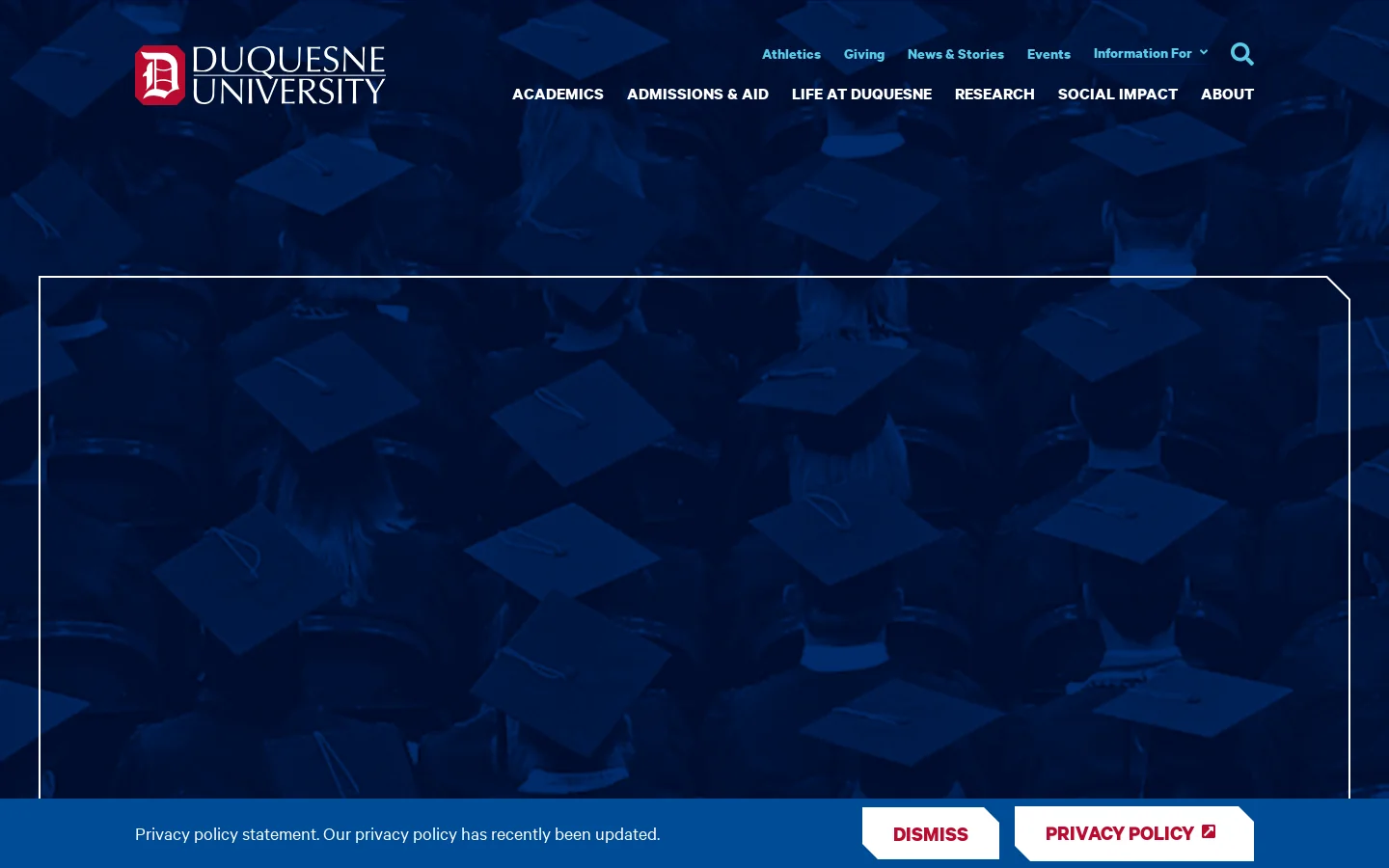 Duquesne University Homepage screenshot