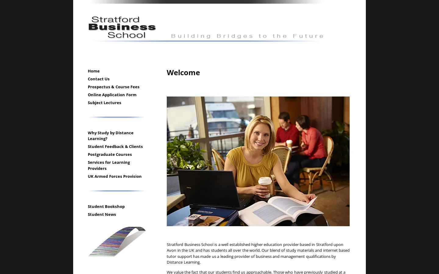 Stratford Business School Homepage screenshot