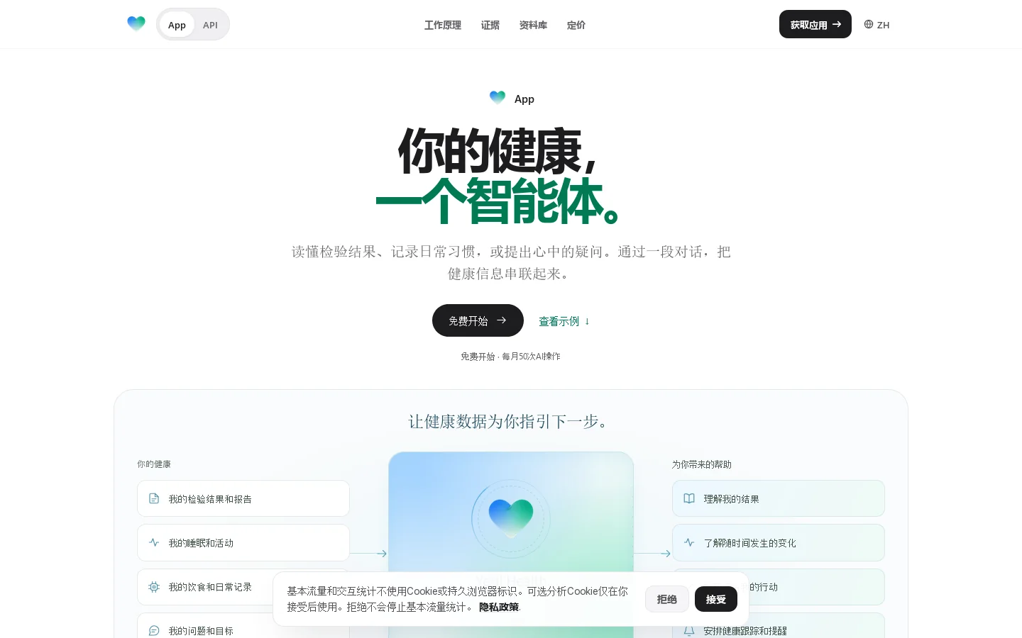 Yesil — 你的健康， 一个智能体。 Homepage screenshot