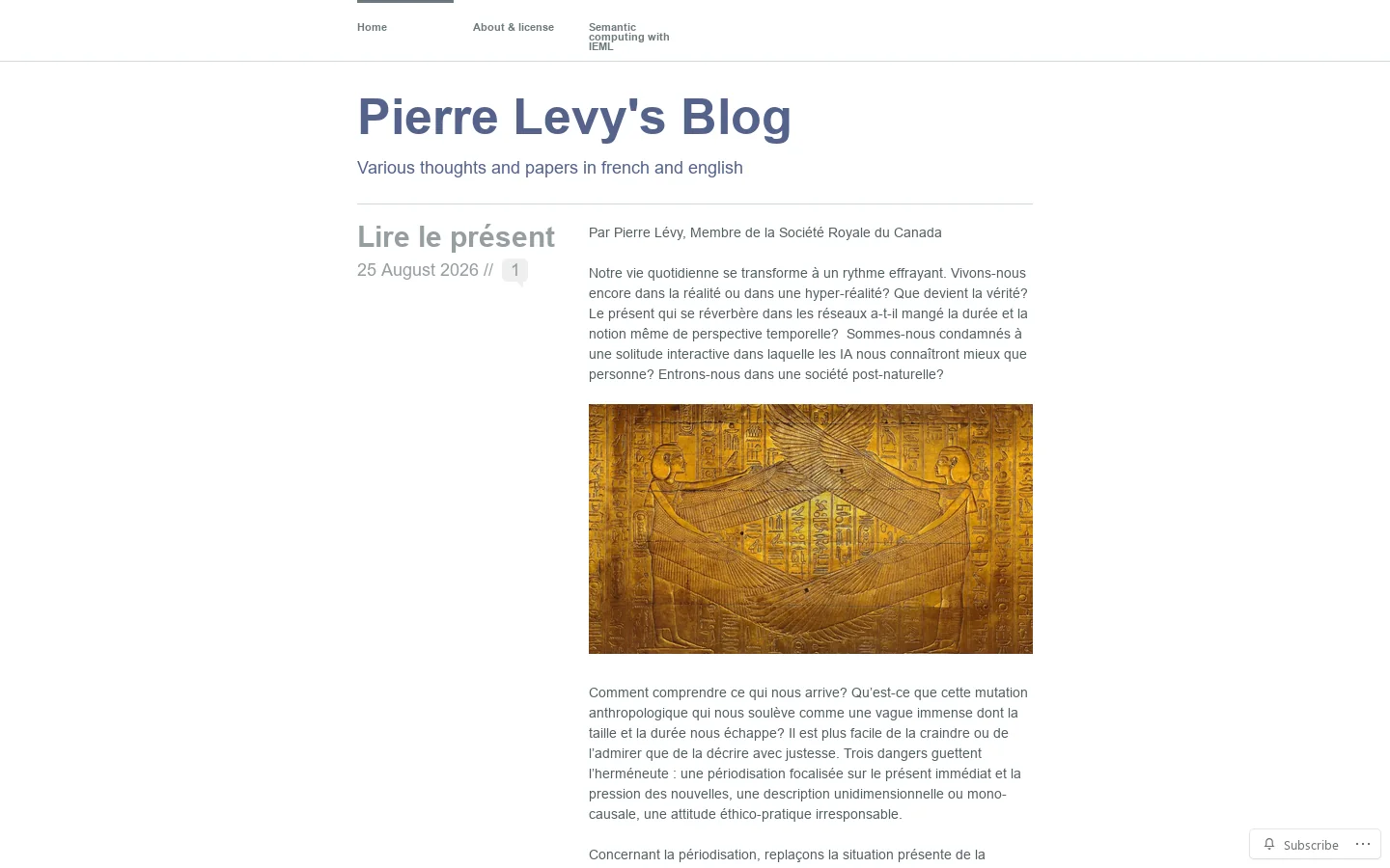 Pierre Levy's Blog | Various thoughts and papers in french and english Homepage screenshot