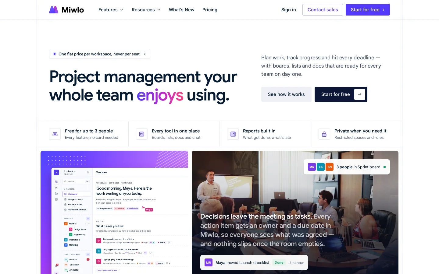 Miwlo Homepage screenshot