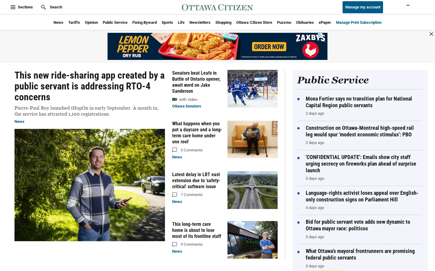 Ottawa Citizen Homepage screenshot