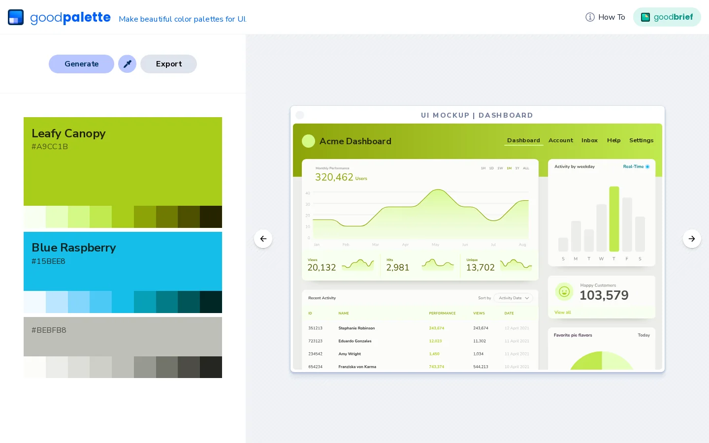 Goodpalette Homepage screenshot