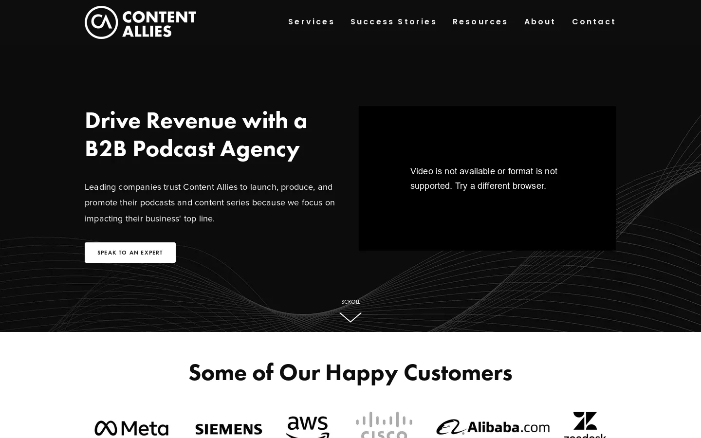 Content Allies Homepage screenshot