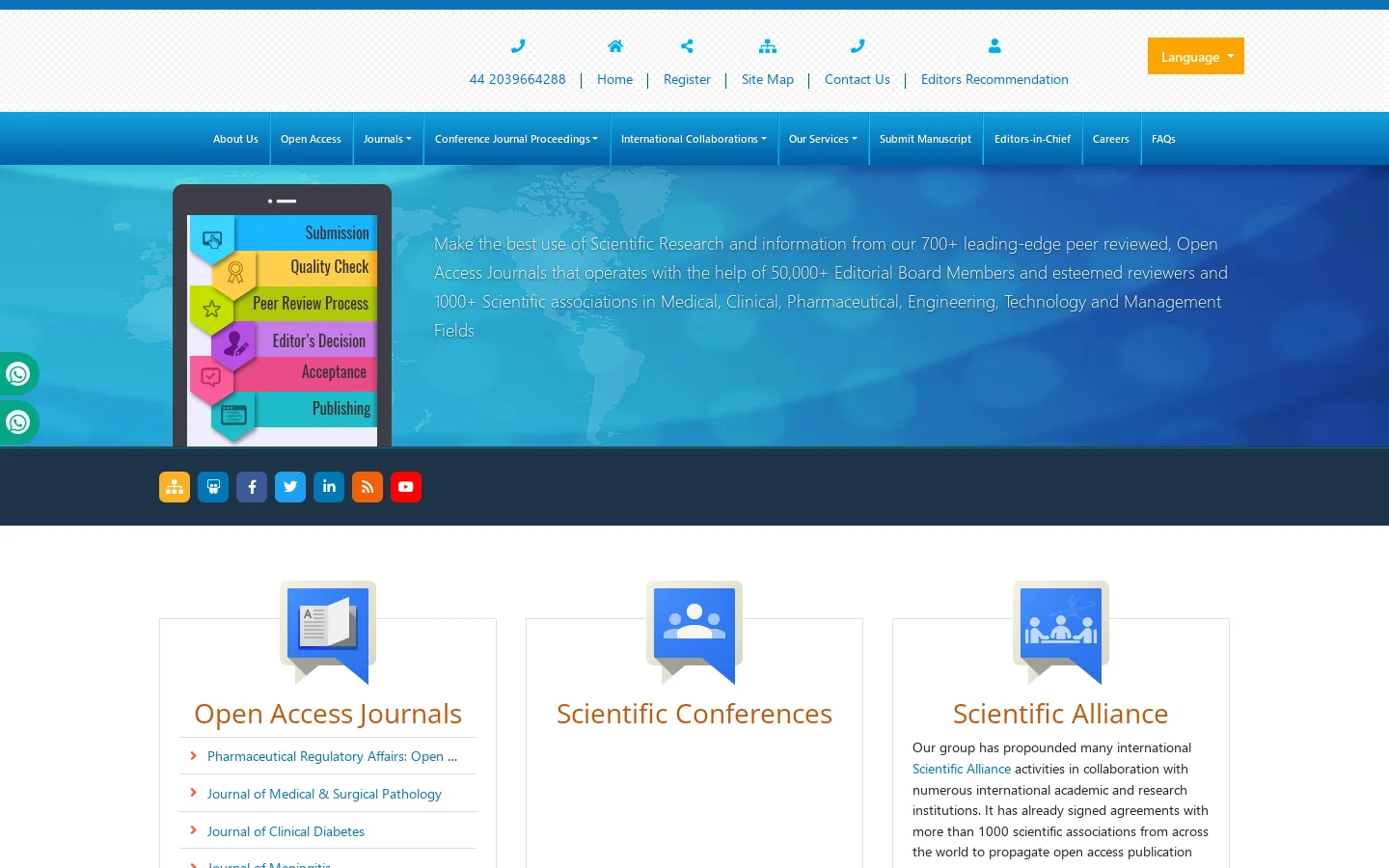 Open Access Journals | Scientific Conferences and Events Organizer Homepage screenshot