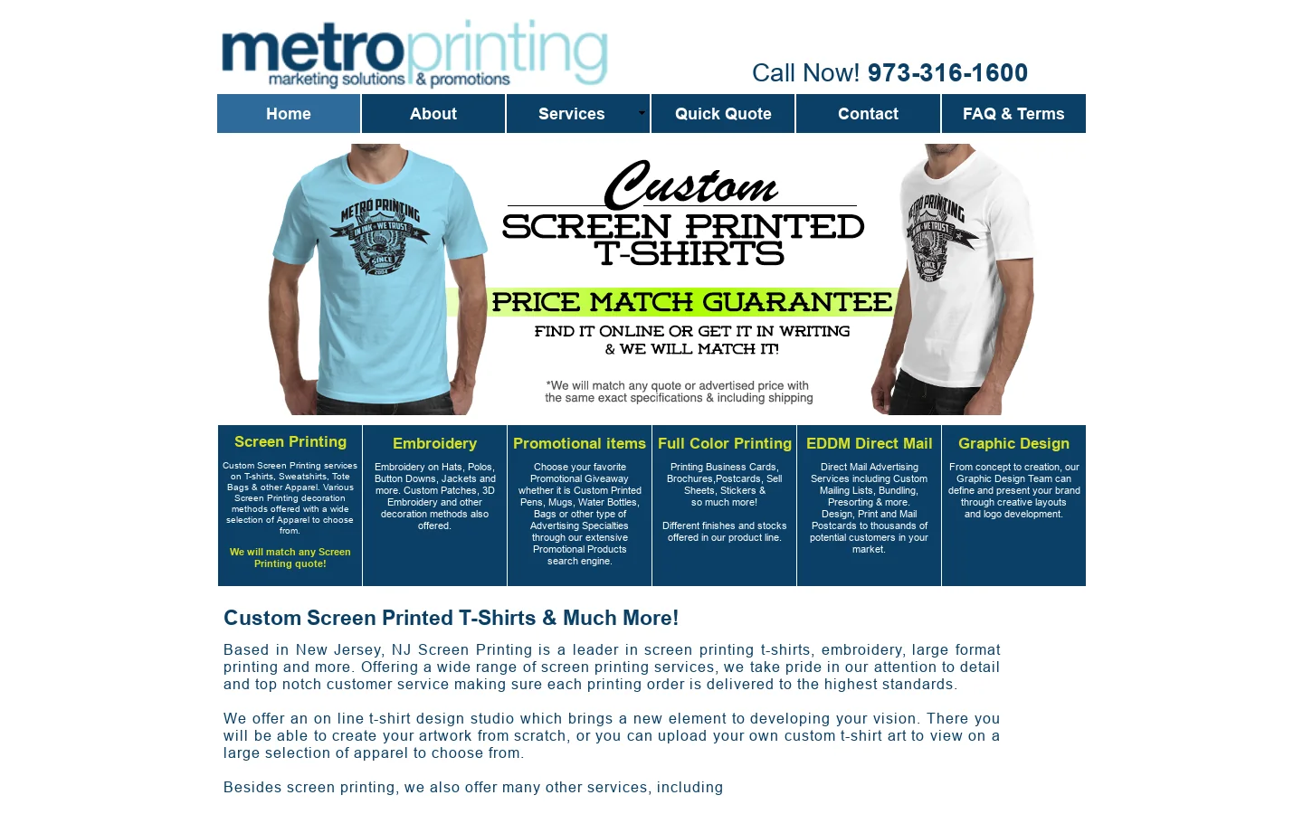NJ Screen Printing Homepage screenshot