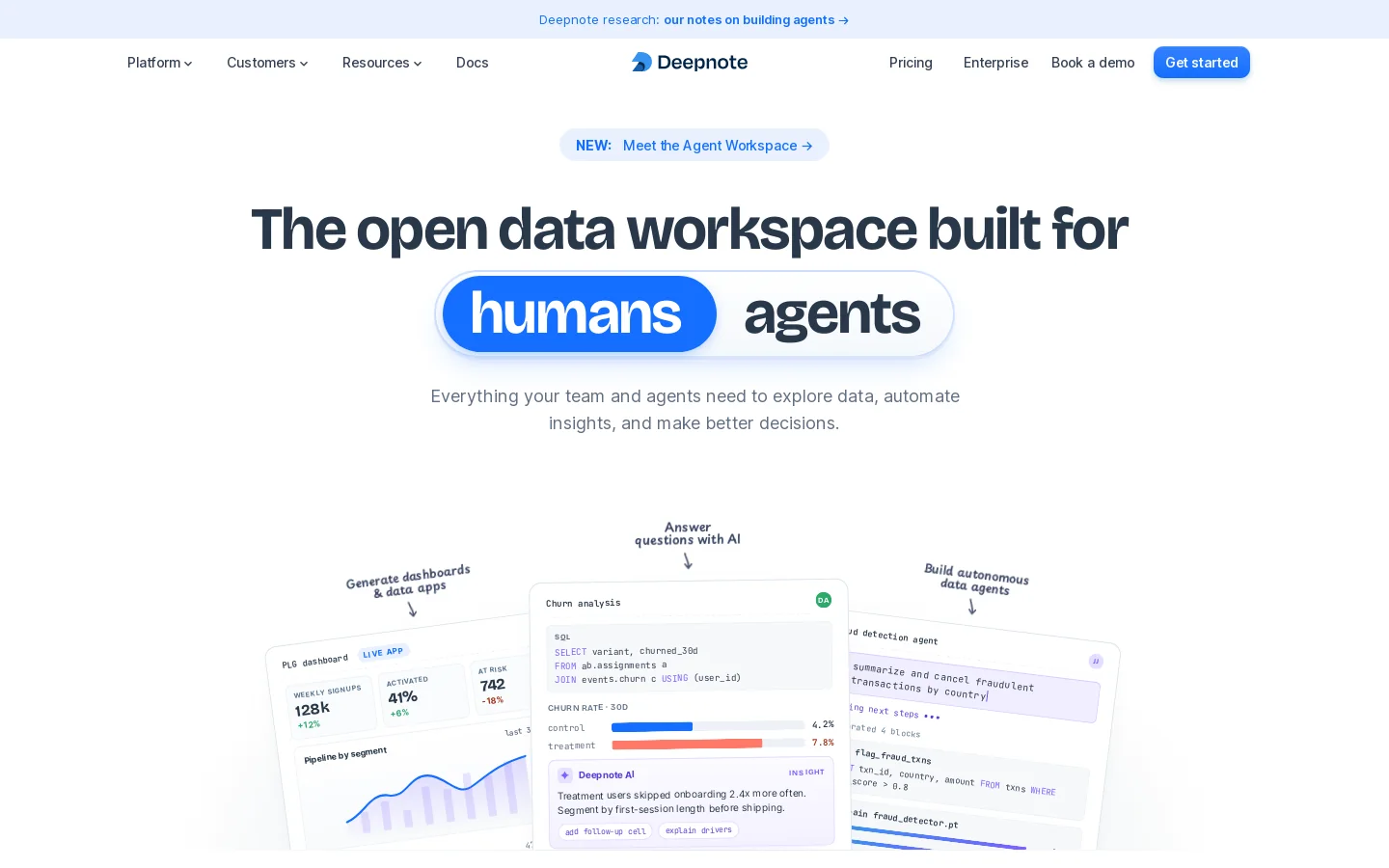 Deepnote Homepage screenshot