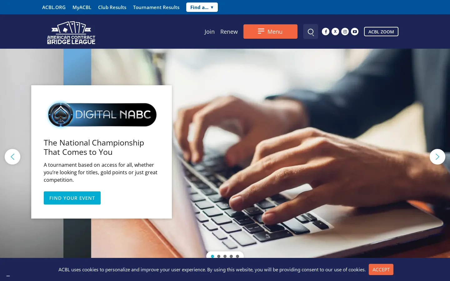 American Contract Bridge League • Dealing Infinite Possibilities Homepage screenshot