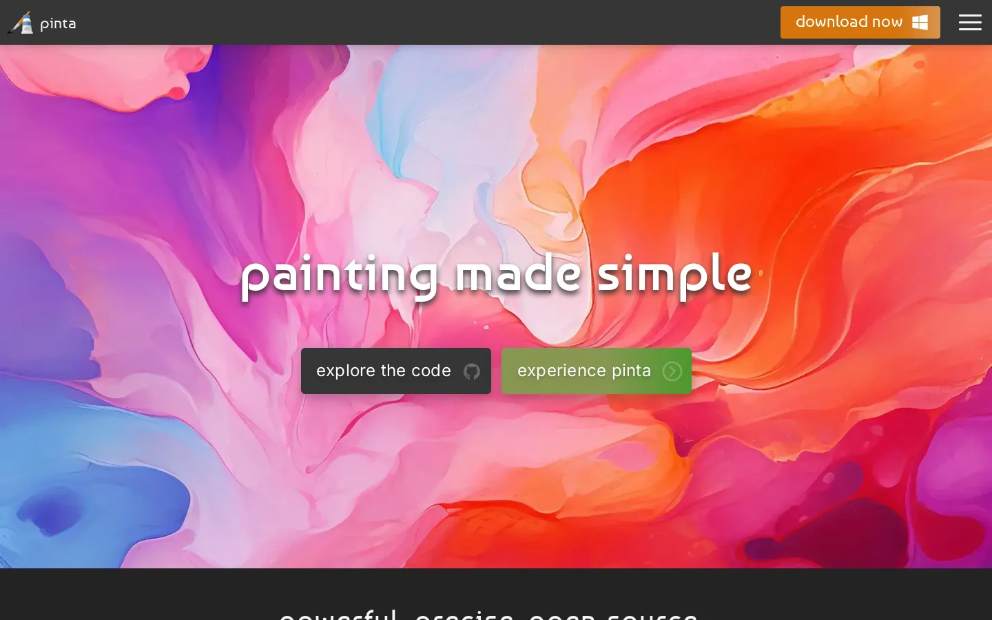 Pinta: Painting Made Simple Homepage screenshot