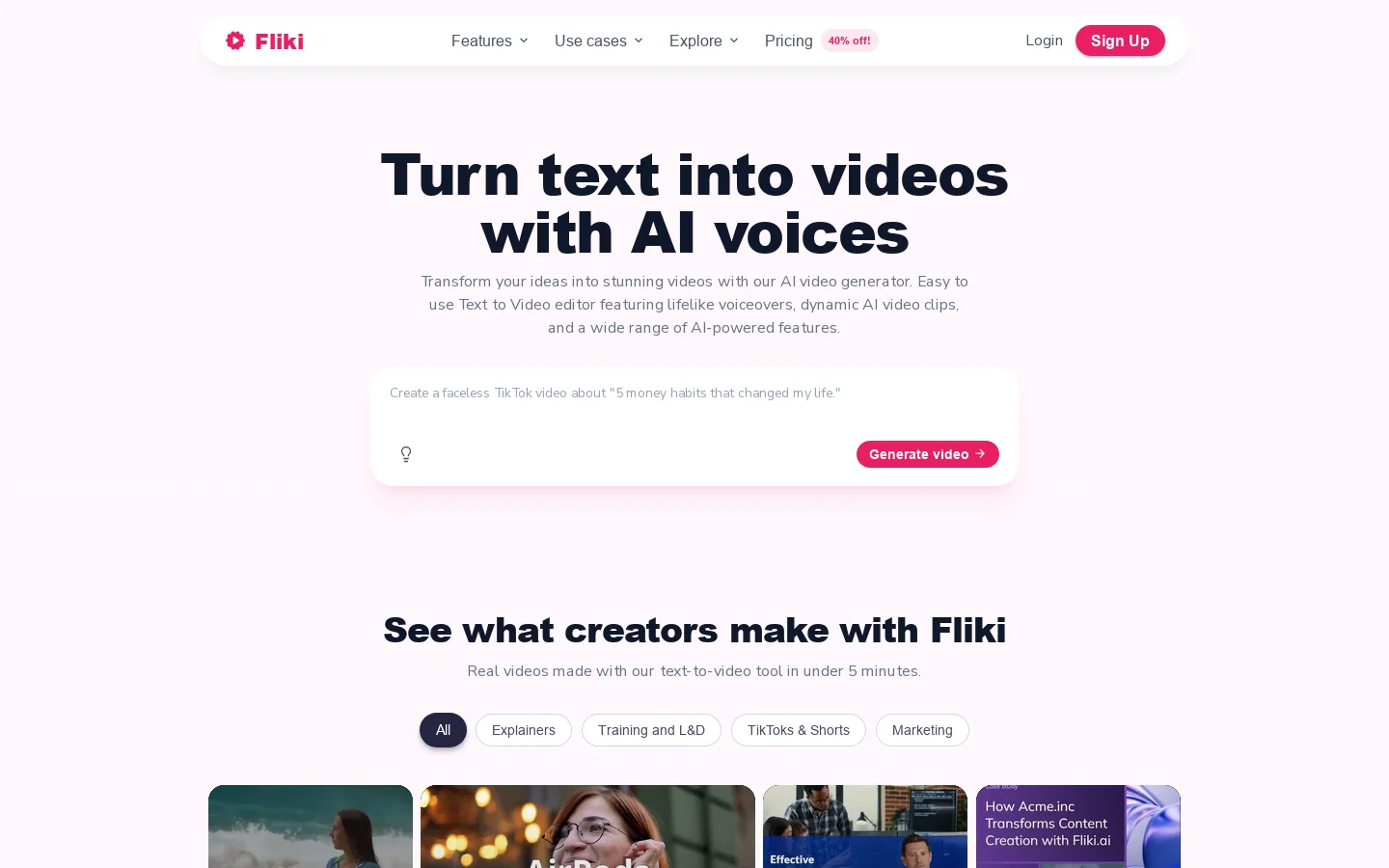 Fliki Homepage screenshot