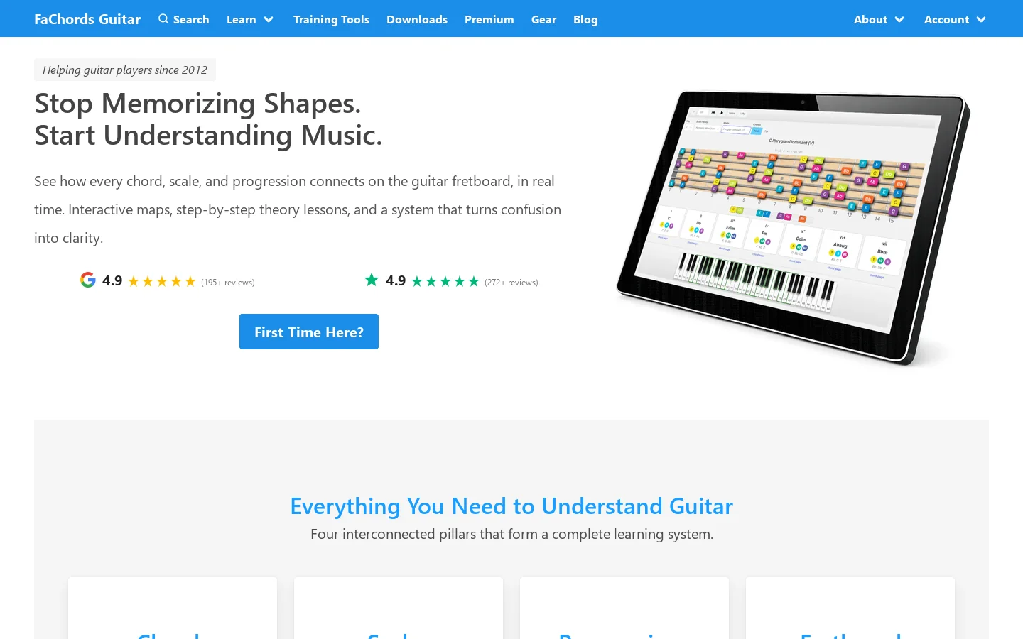 FaChords Guitar Homepage screenshot