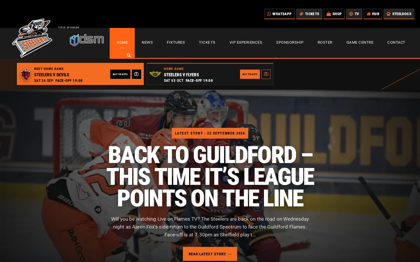 Sheffield Steelers Homepage screenshot