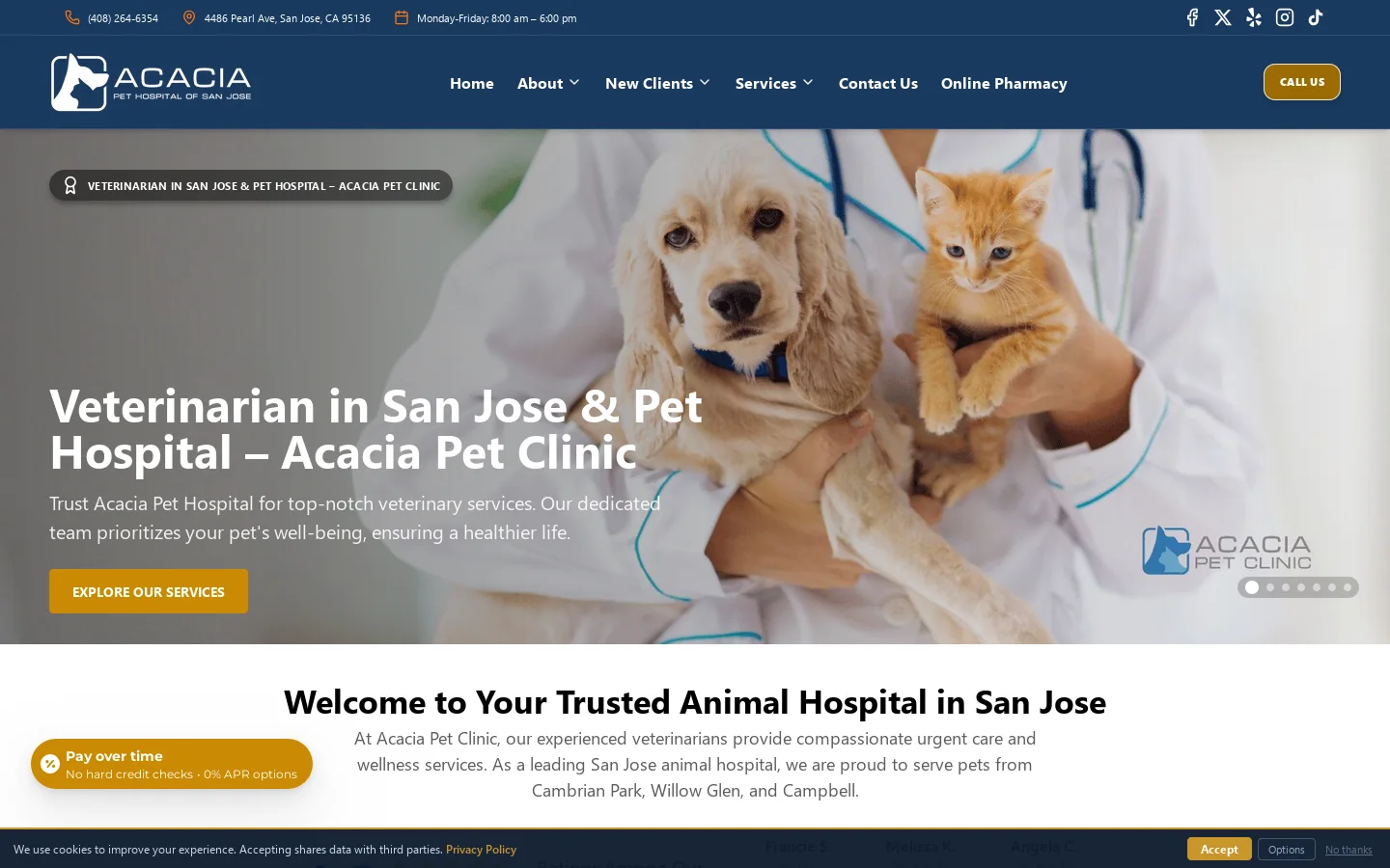 Acacia Pet Clinic Homepage screenshot