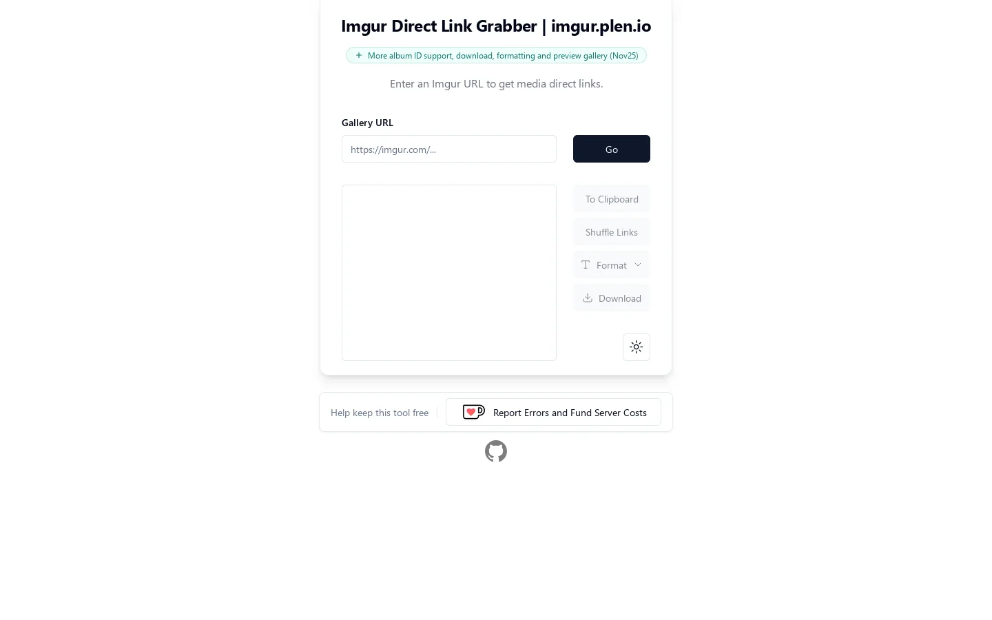 Imgur Direct Link Grabber Homepage screenshot