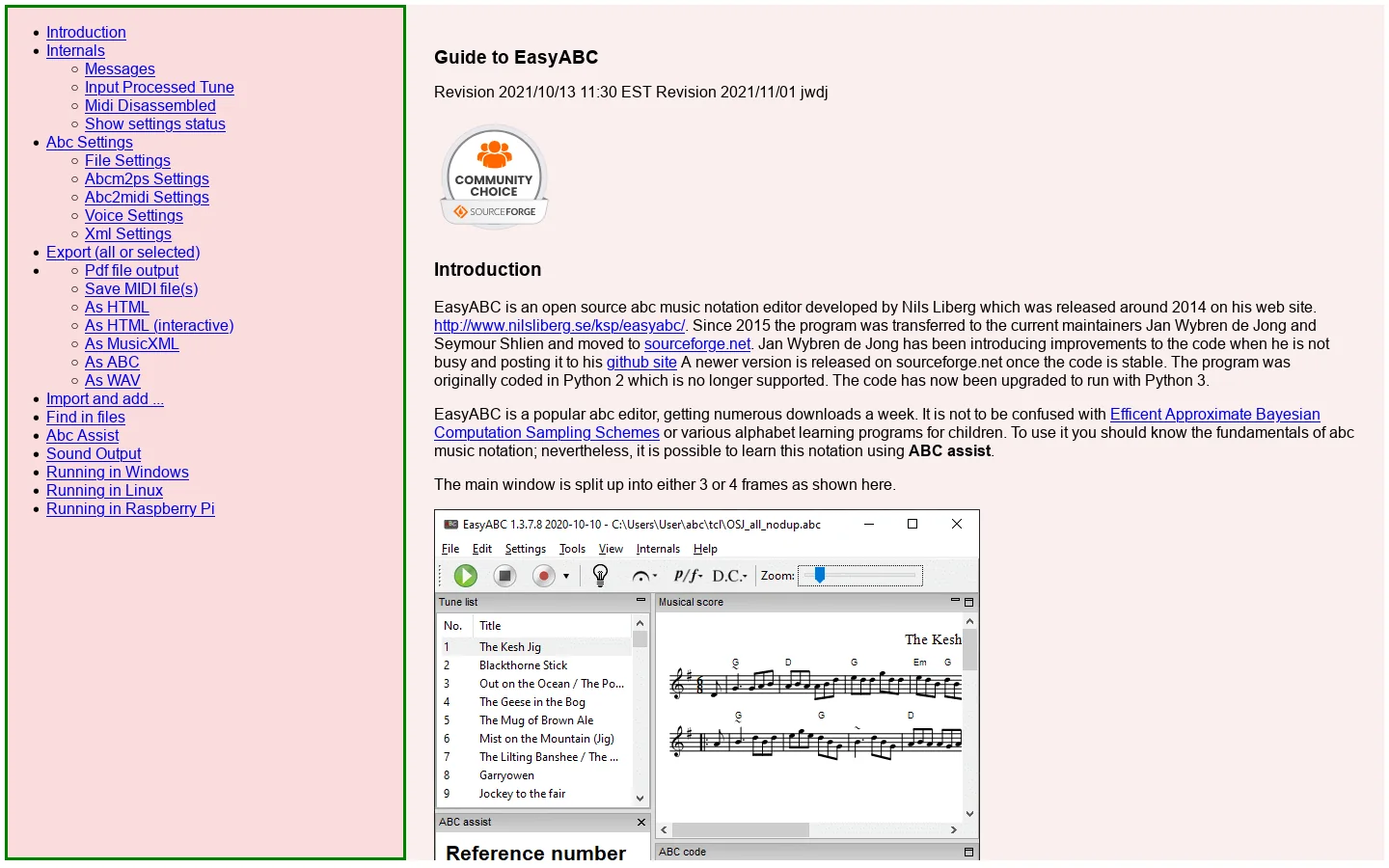 Guide to EasyABC Homepage screenshot