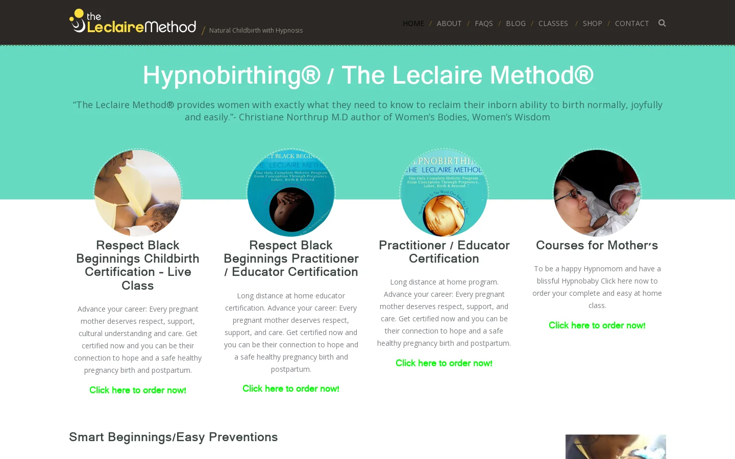 The Leclaire Method® – Hypnobirthing® Hypnofertility® – Natural Childbirth with Hypnosis Homepage screenshot