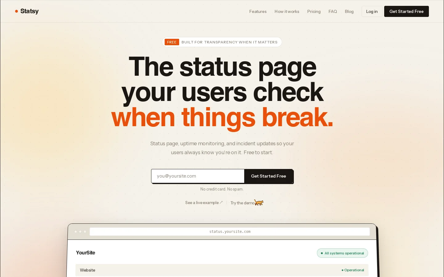 Statsy Homepage screenshot
