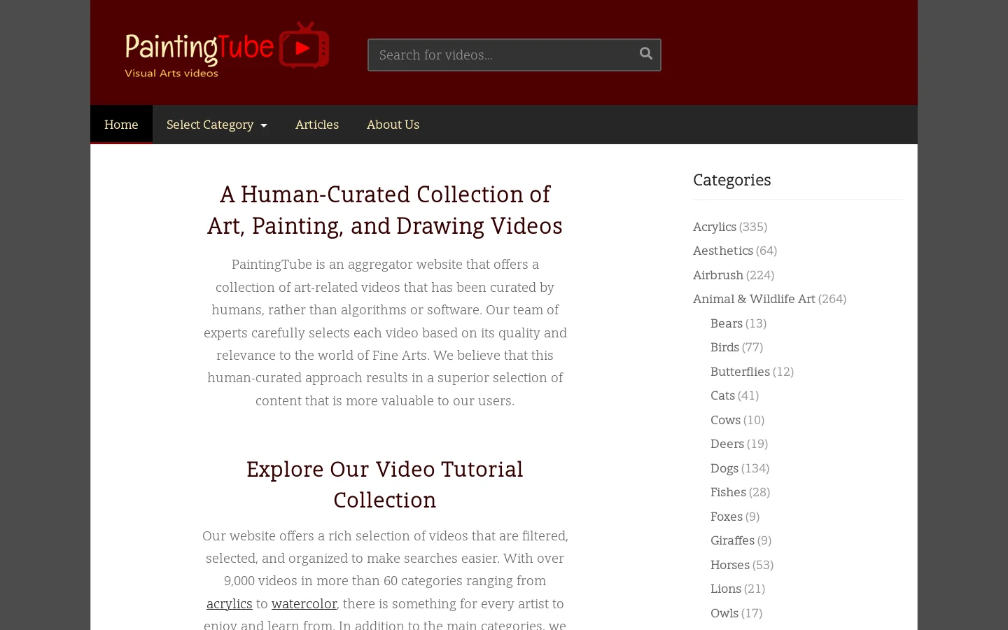 PaintingTube Homepage screenshot