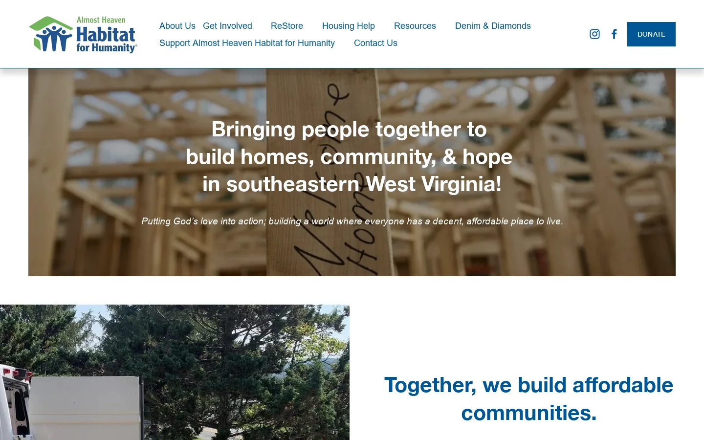 Almost Heaven Habitat for Humanity Homepage screenshot