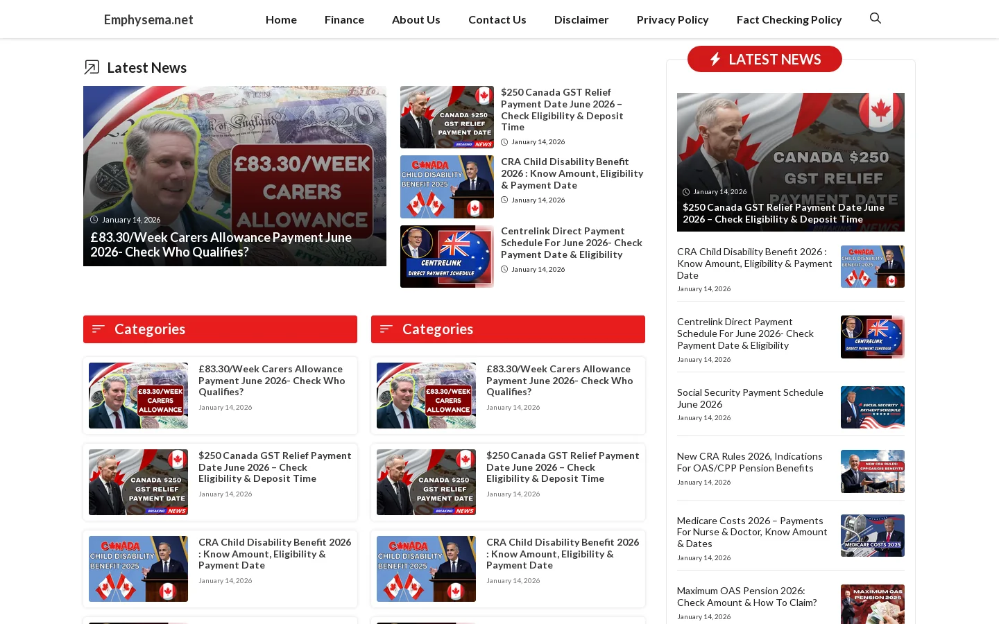 Finance & Business News Emphysema.net Homepage screenshot