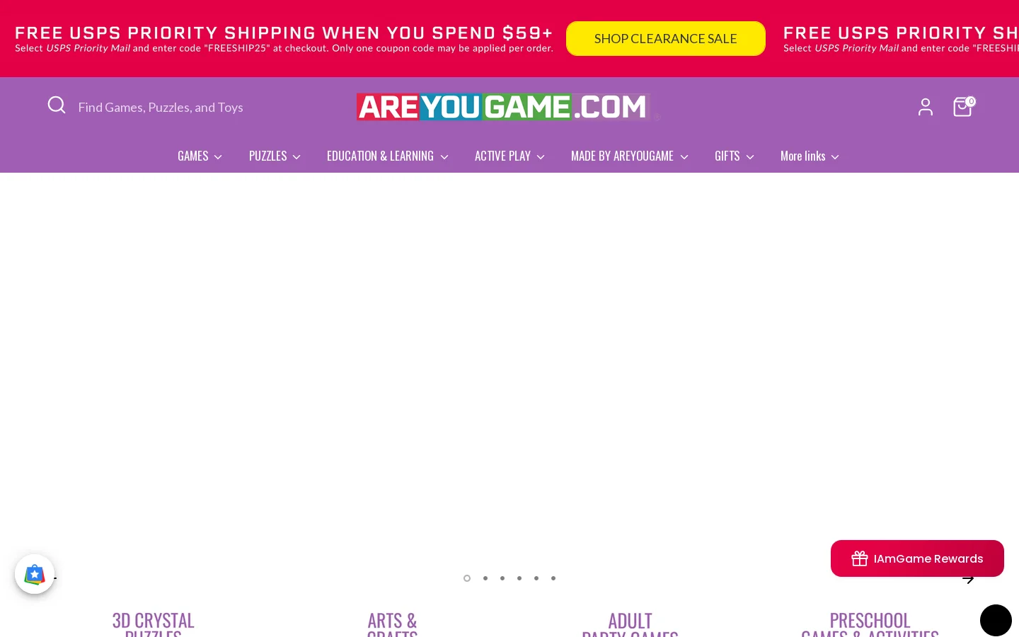AreYouGame.com Homepage screenshot