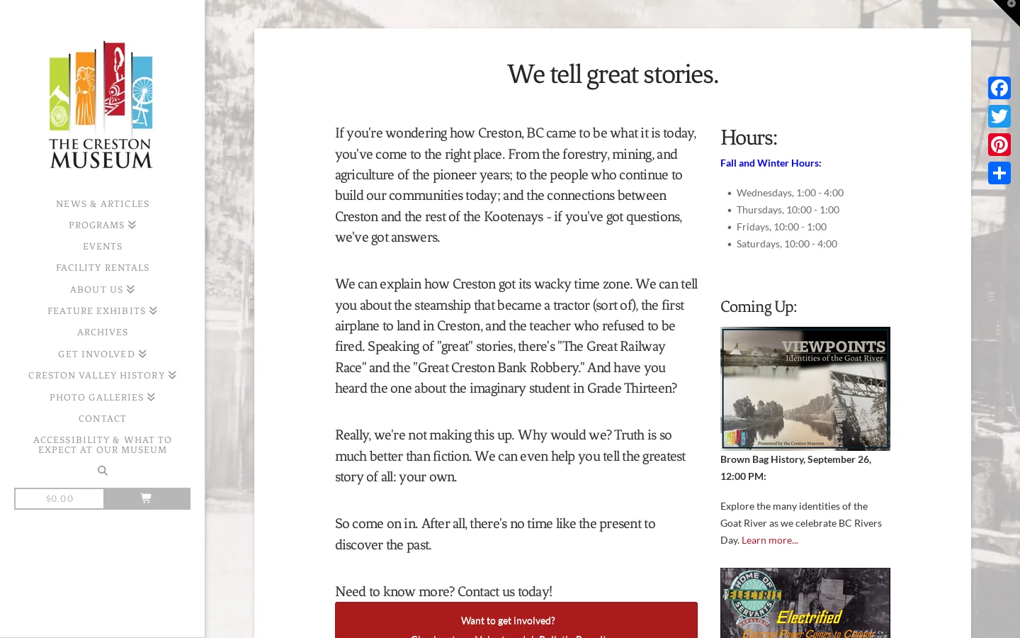 Creston Museum, Creston BC Homepage screenshot
