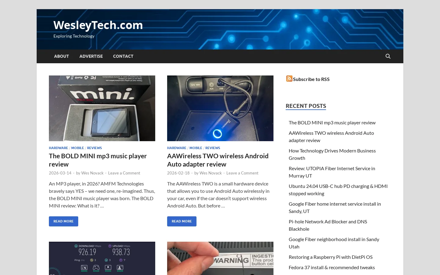 WesleyTech.com Homepage screenshot