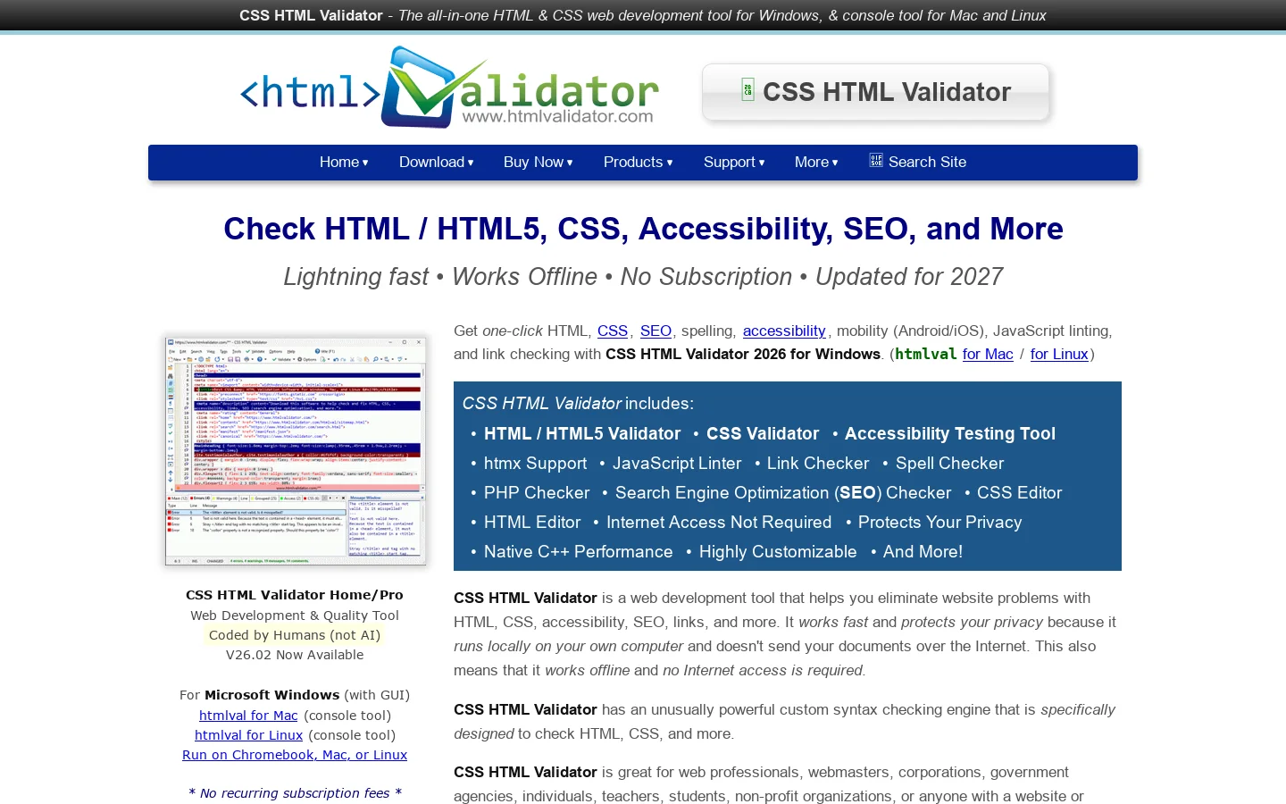 Powerful CSS & HTML Validation Software for Windows, Mac, and Linux ✅ Homepage screenshot