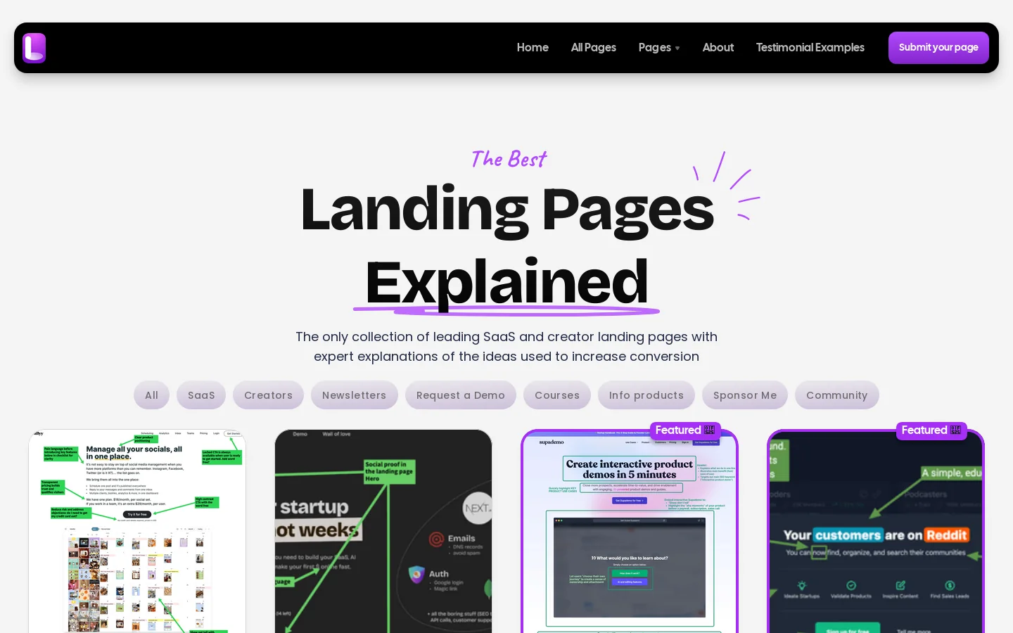 Landing Pages Explained Homepage screenshot
