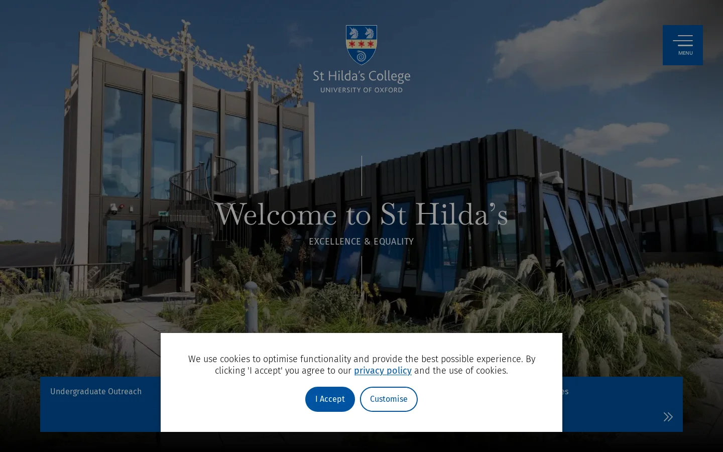 St Hilda's College Oxford Homepage screenshot