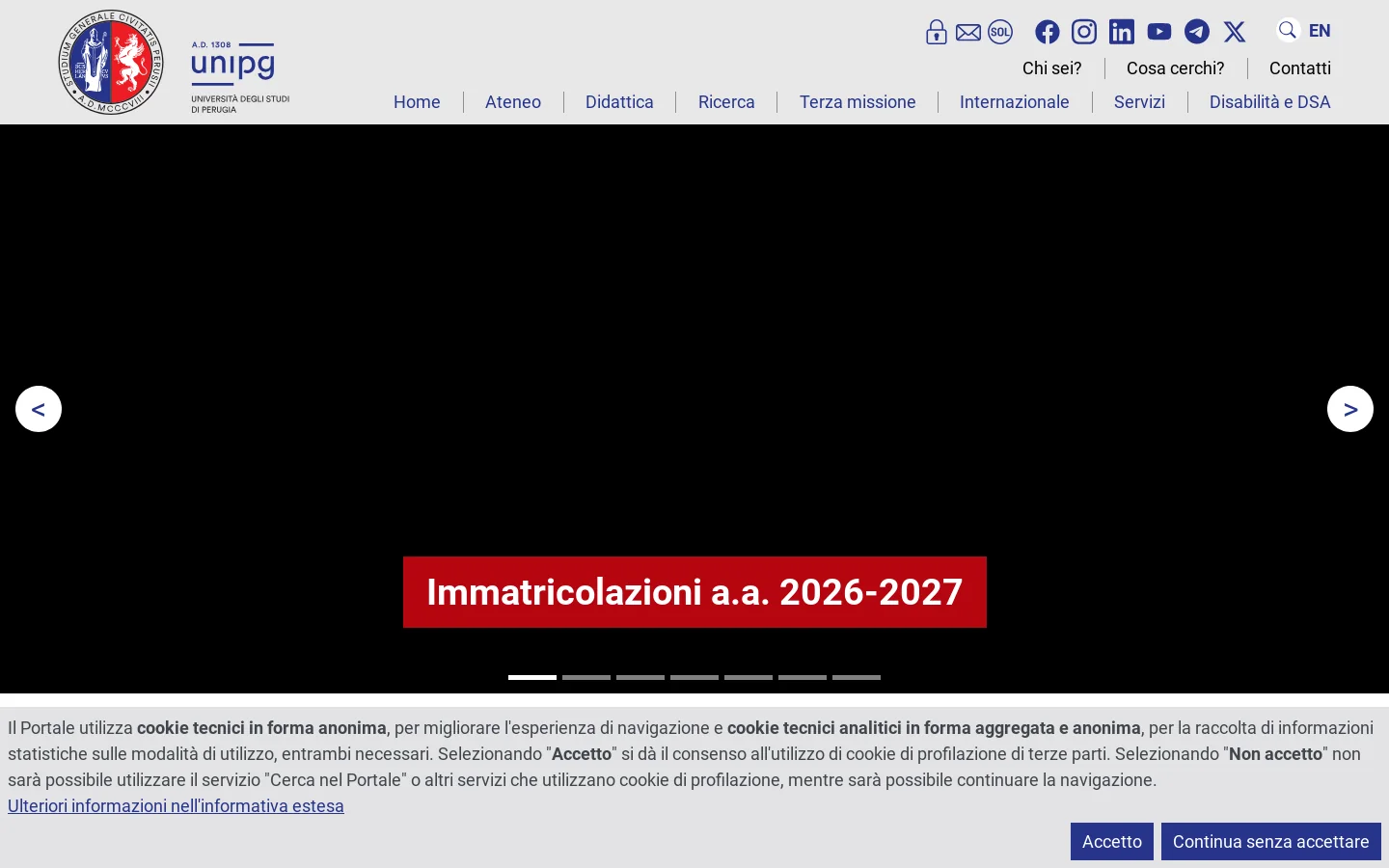 Home - Università degli Studi di Perugia Homepage screenshot