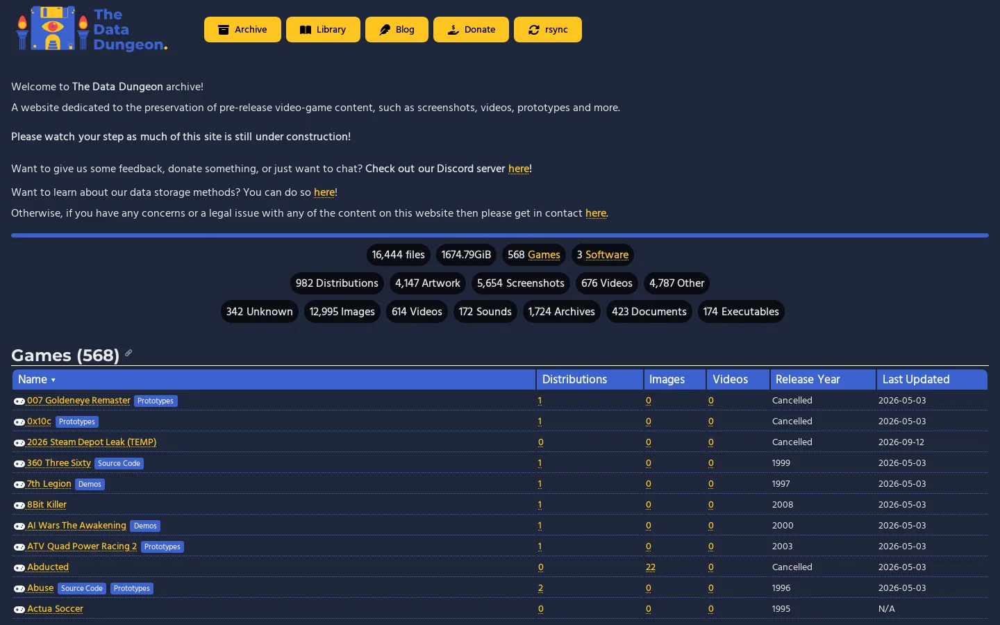 The Data Dungeon Homepage screenshot