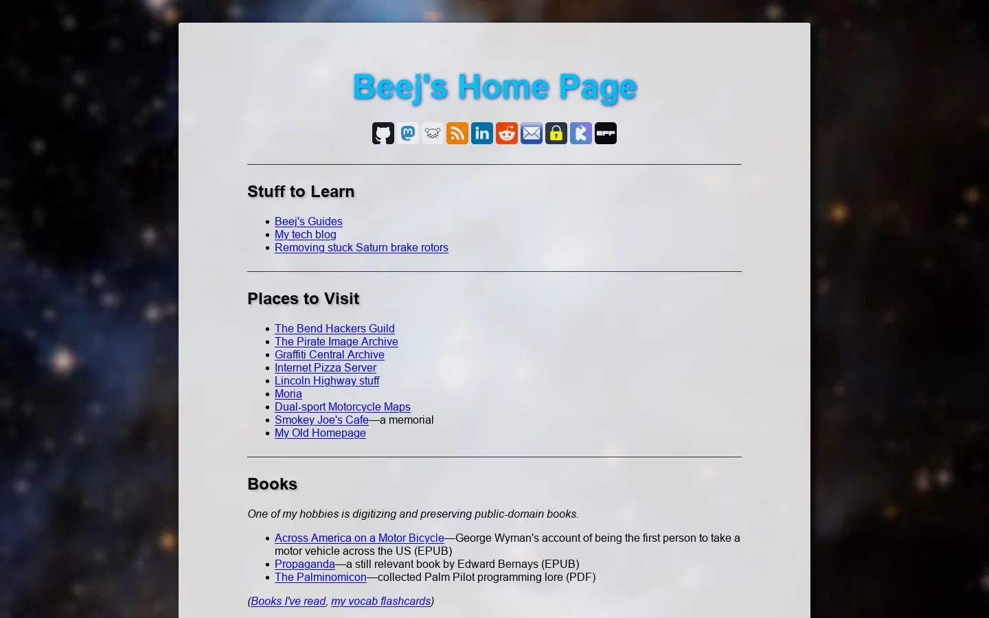 Beej's Web Page Homepage screenshot
