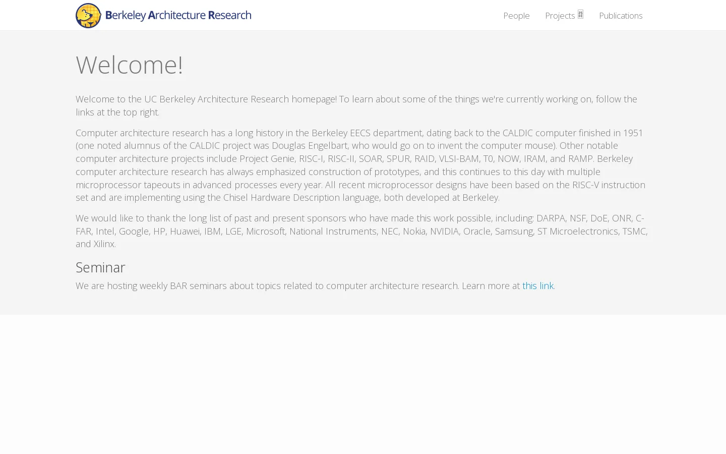 Berkeley Architecture Research Homepage screenshot