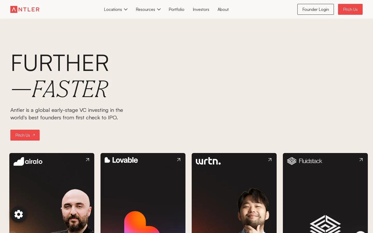 Antler Homepage screenshot