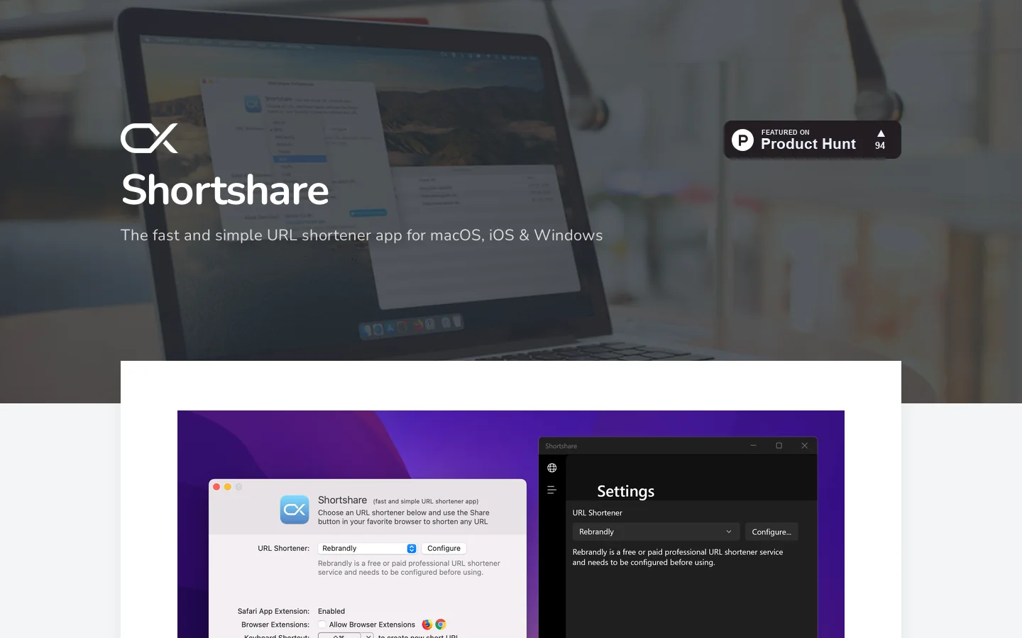 Shortshare Homepage screenshot