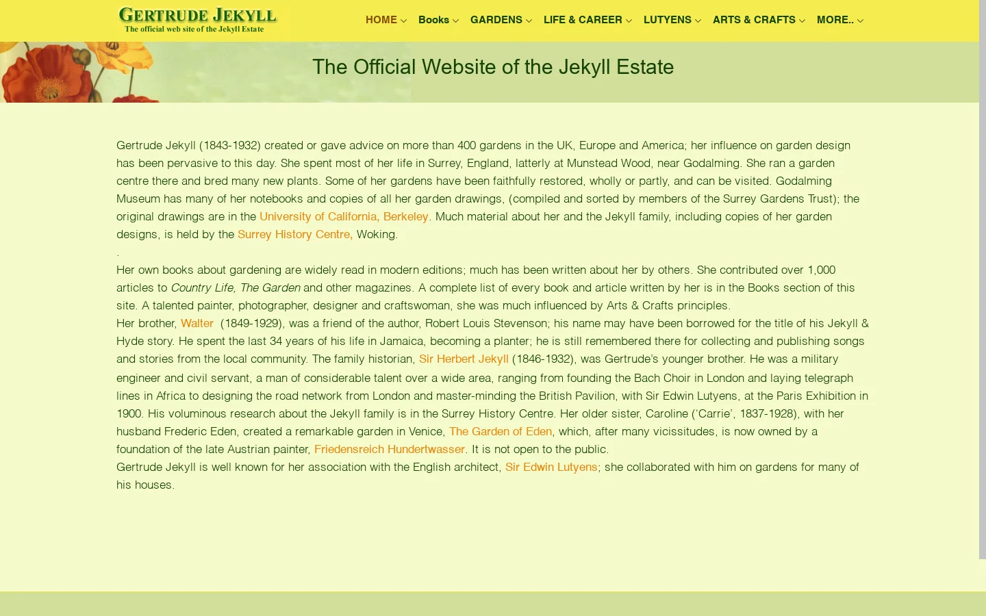 Gertrude Jekyll Homepage screenshot