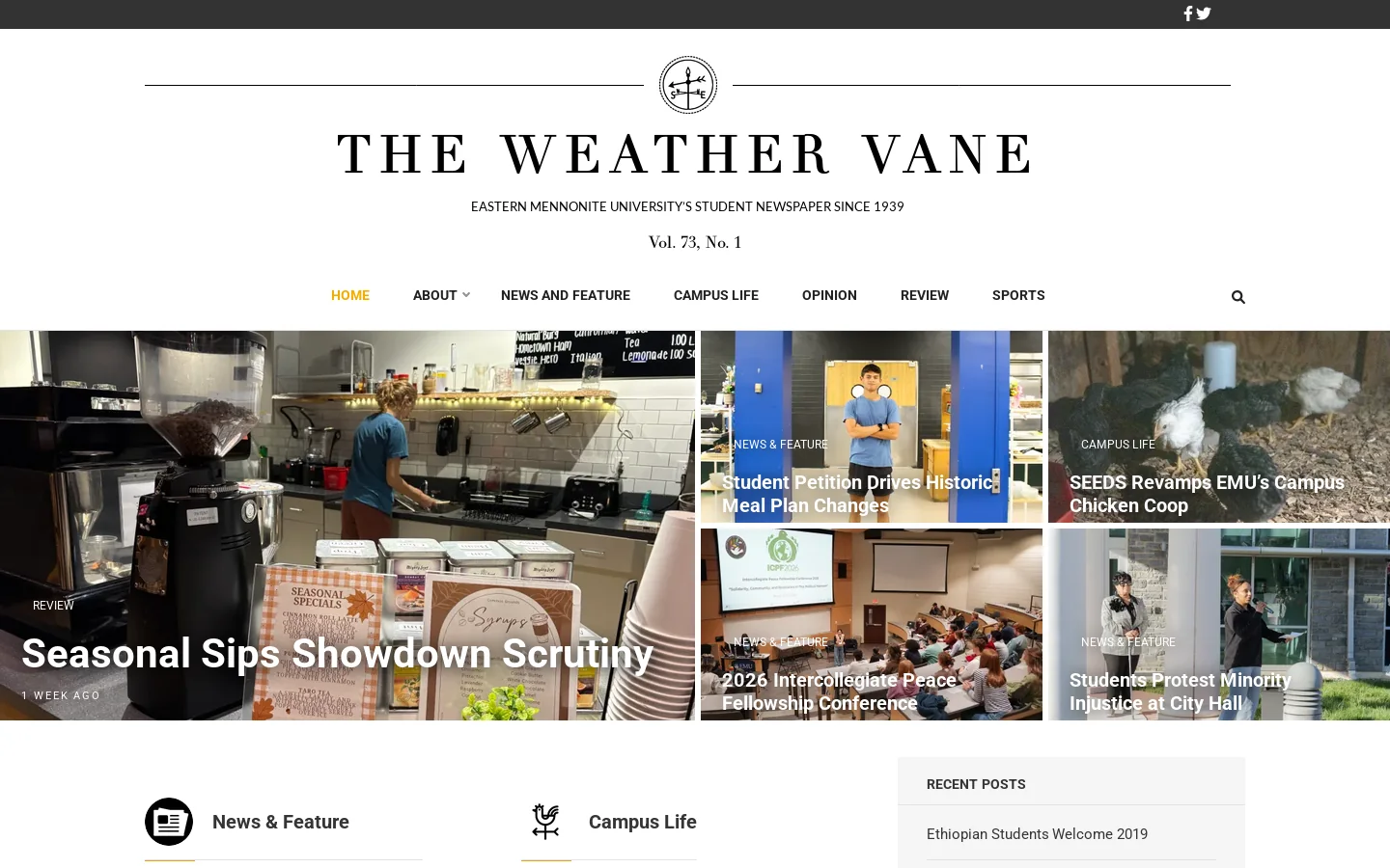 The Weather Vane Homepage screenshot
