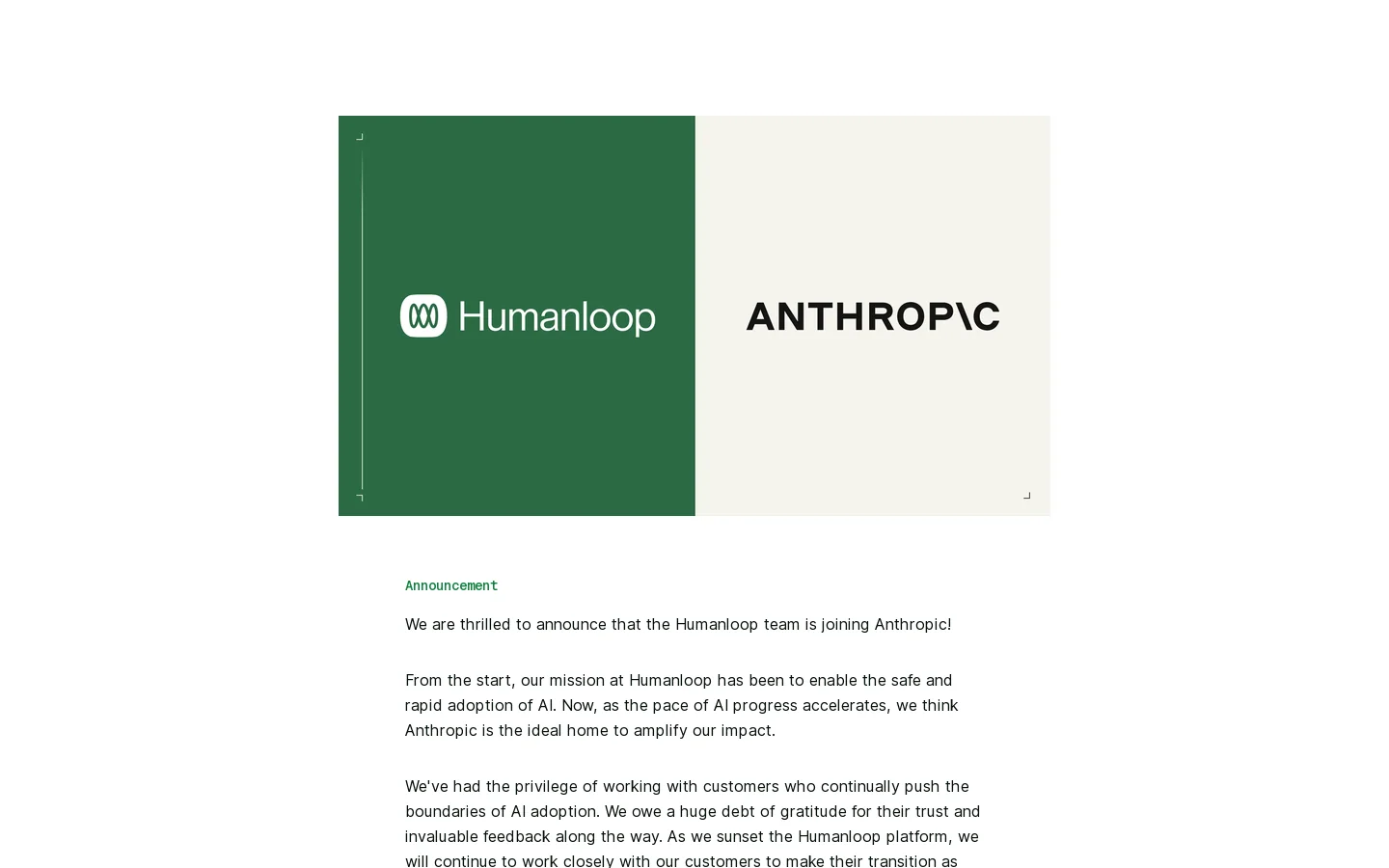 Humanloop joins Anthropic Homepage screenshot