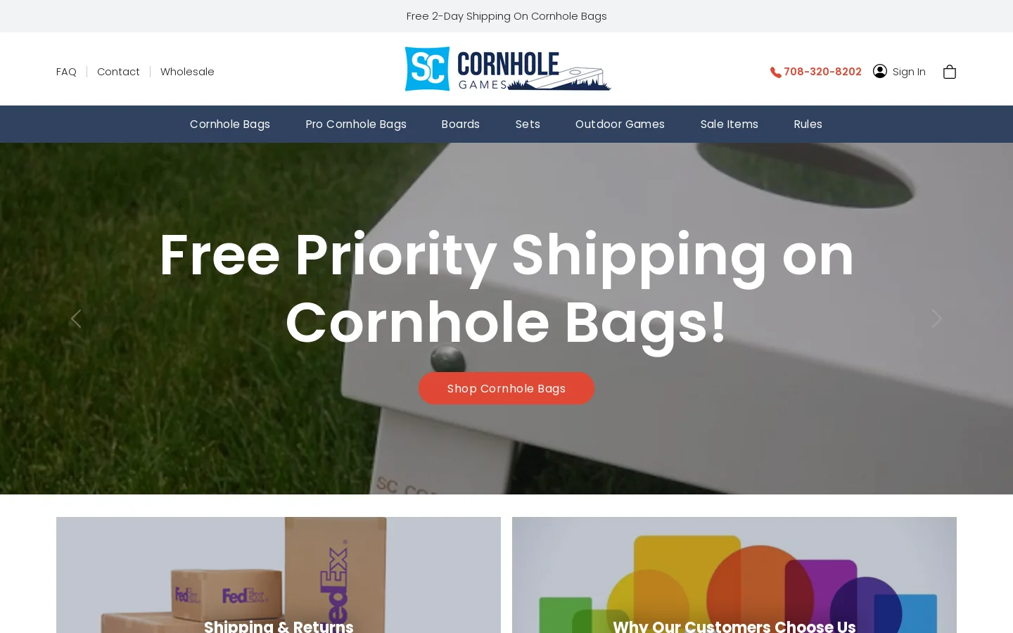 SC Cornhole Games: Homepage screenshot