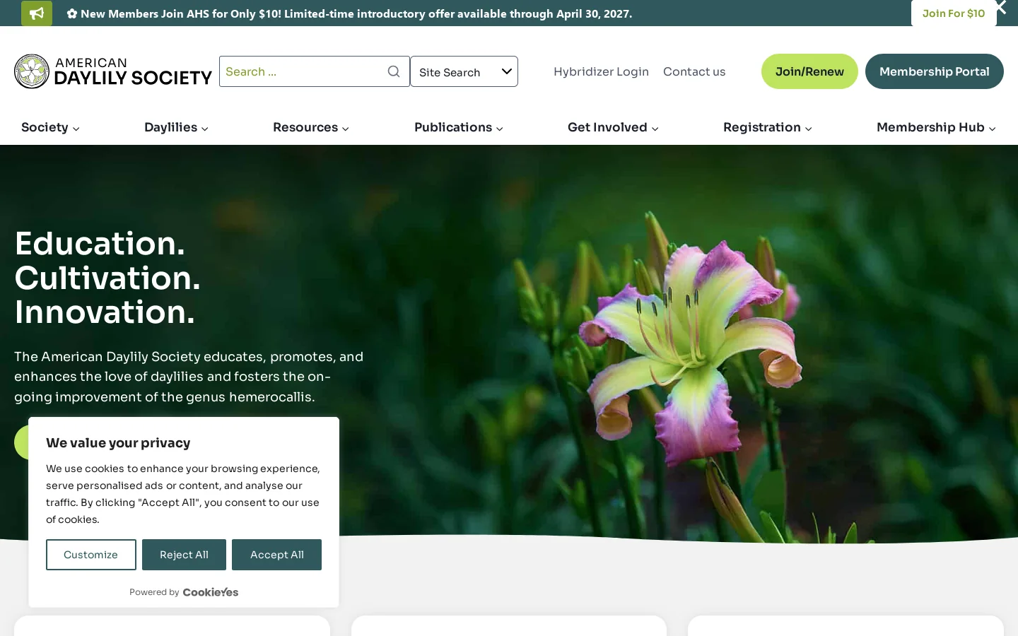 Daylily Education, Cultivation & Innovation in Hemerocallis - American Daylily Society Homepage screenshot