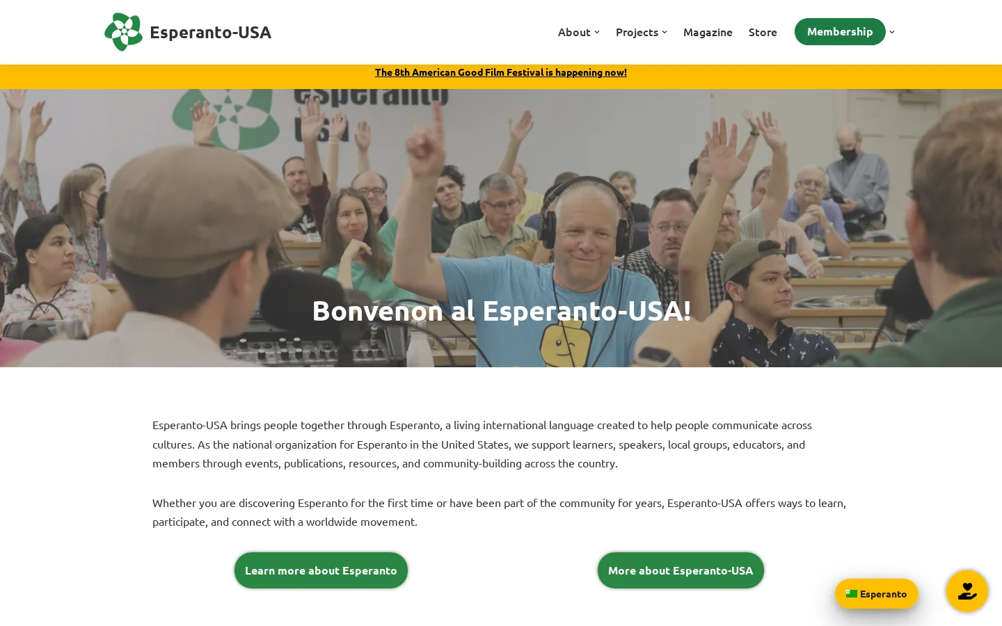 Esperanto-USA Homepage screenshot
