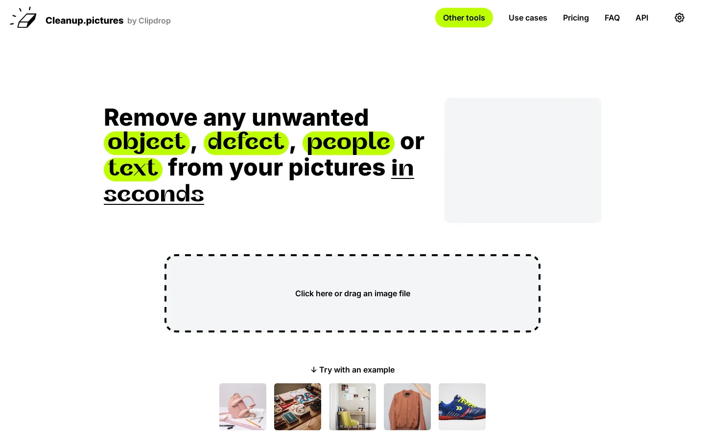 Cleanup.pictures Homepage screenshot