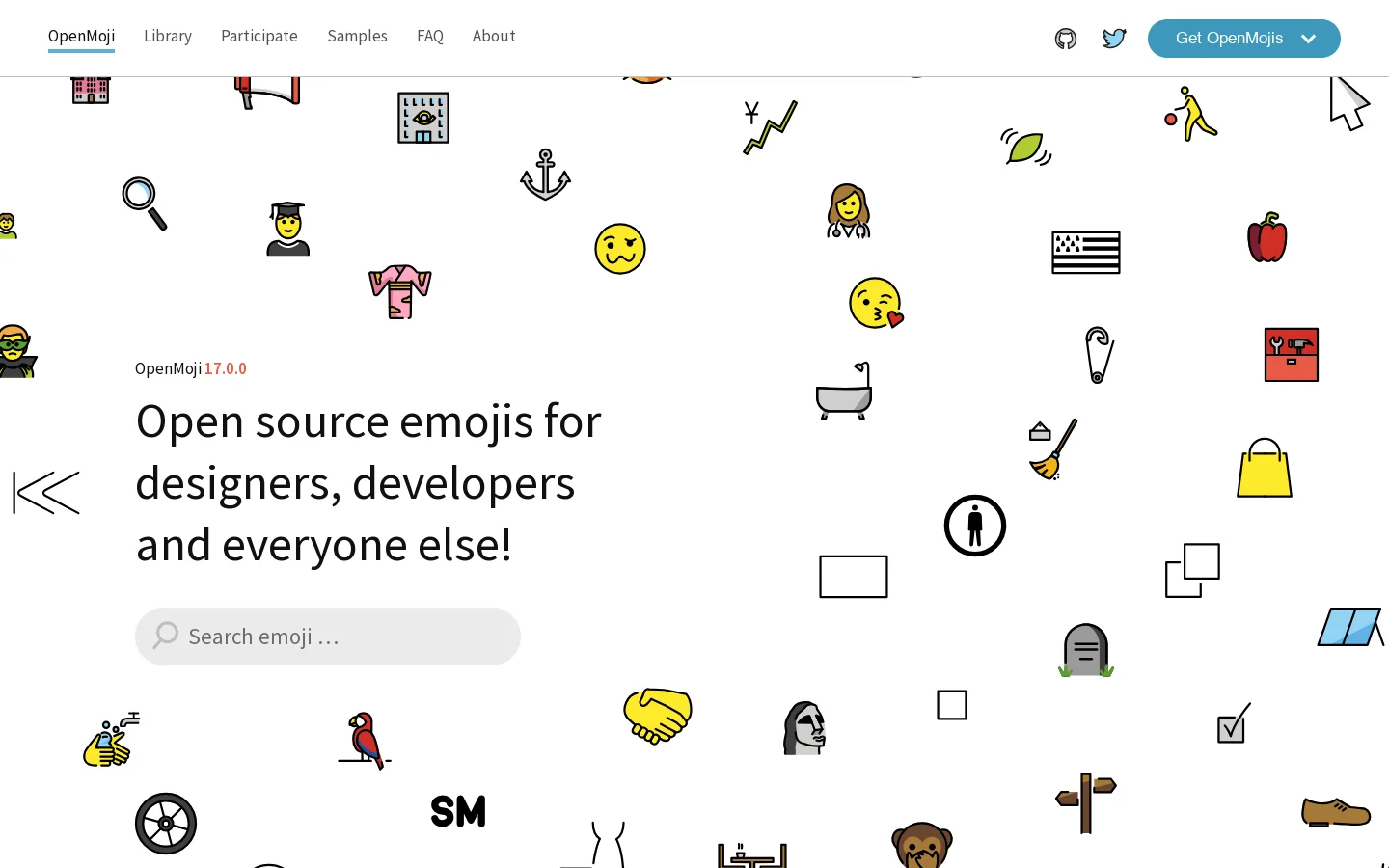 OpenMoji Homepage screenshot