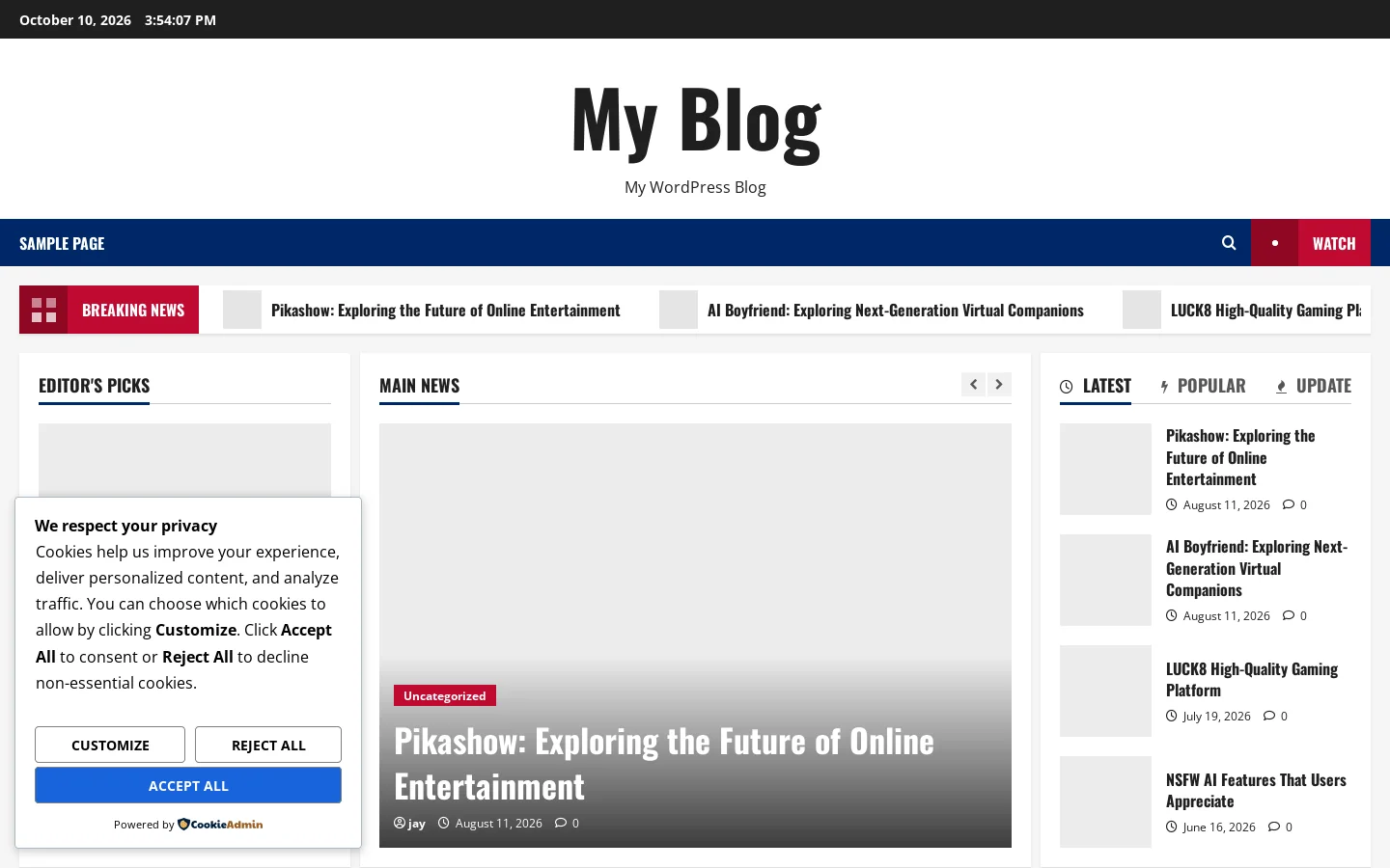 My Blog Homepage screenshot