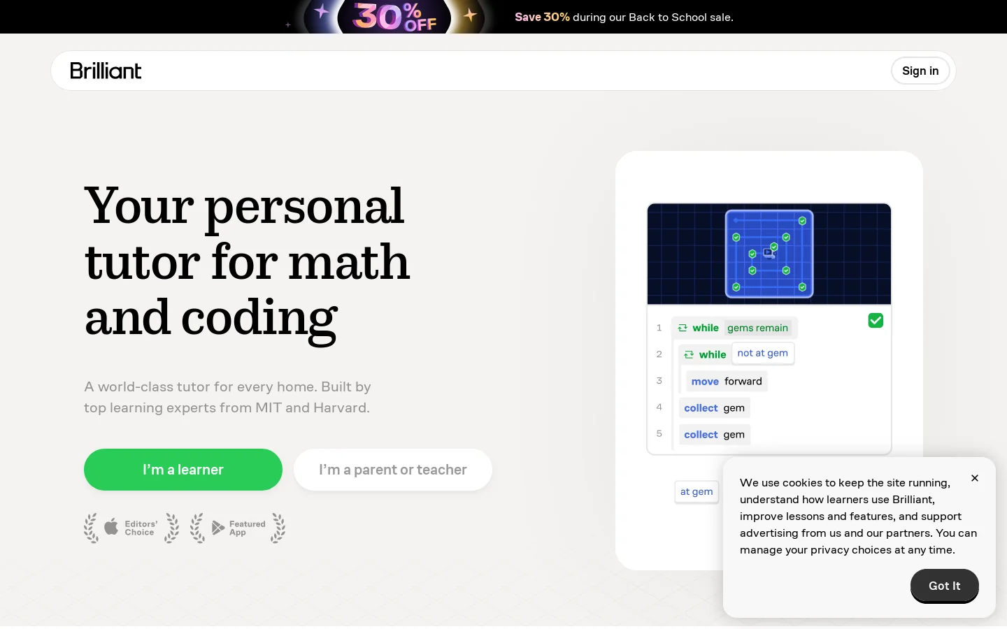 Brilliant Homepage screenshot