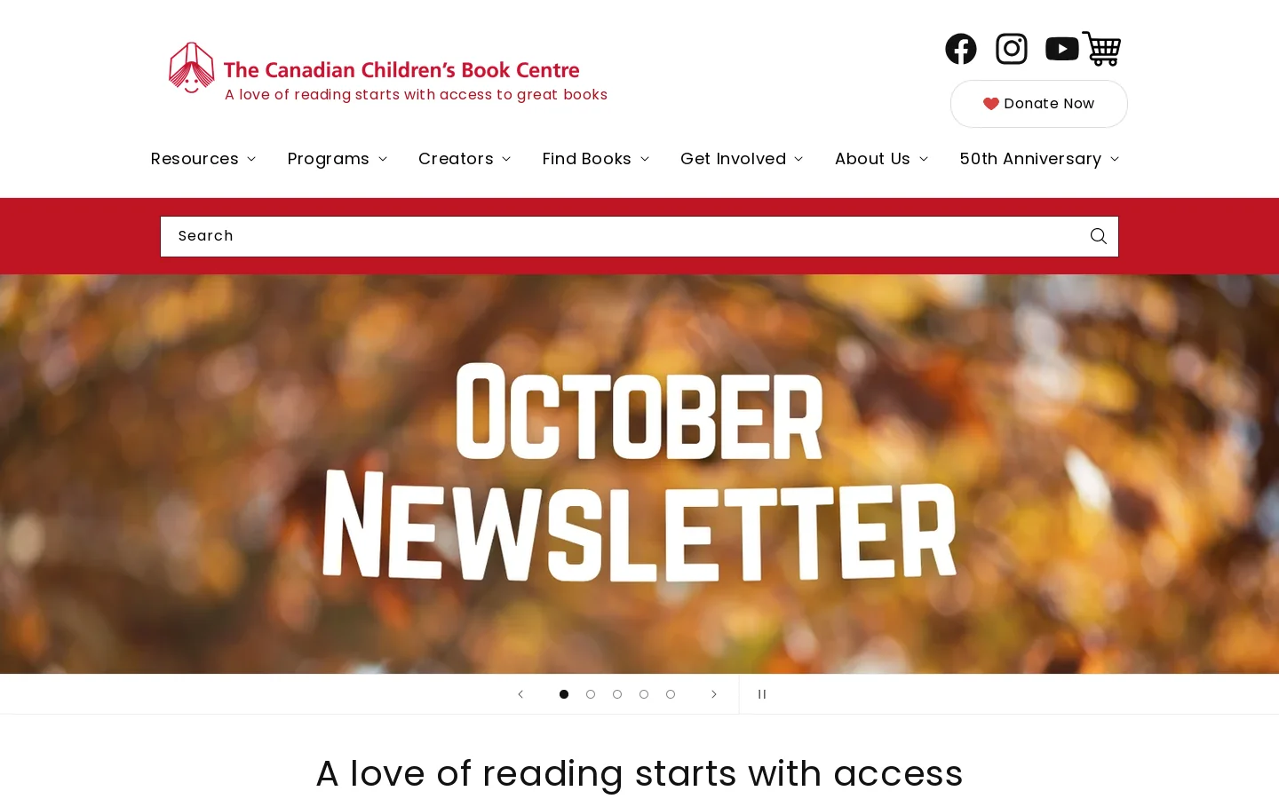 The Canadian Children's Book Centre Homepage screenshot