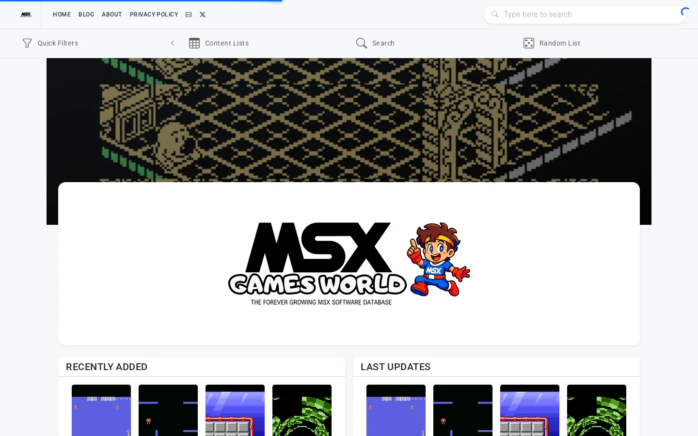 MSX Games World Homepage screenshot