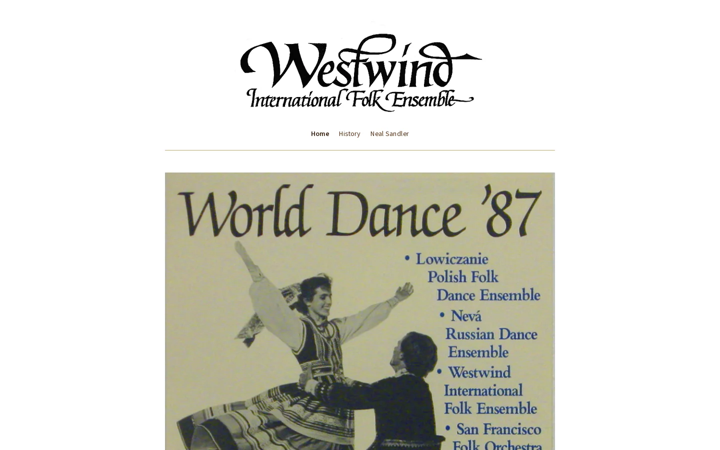 Westwind International Folk Ensemble Homepage screenshot