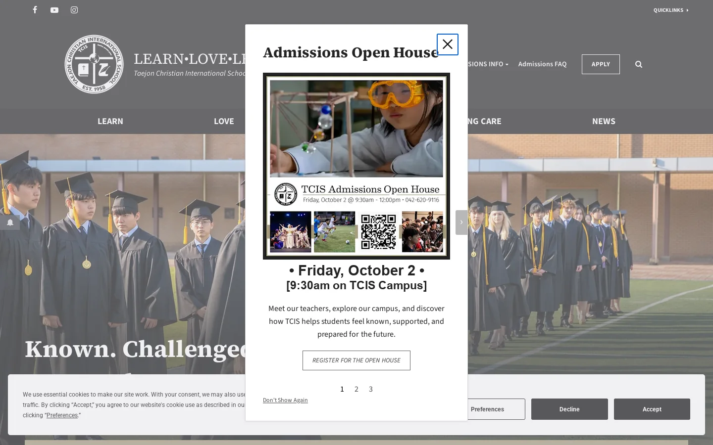 TCIS Homepage screenshot
